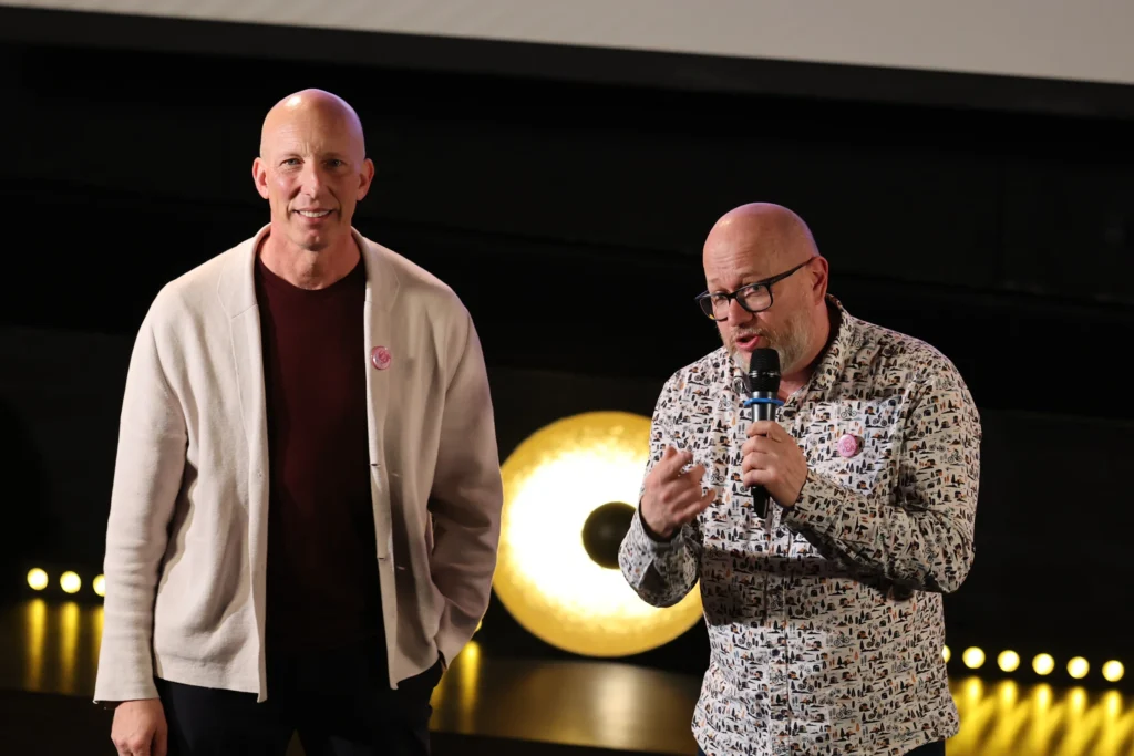 Erik Gandini i Sławomir Łonisk przed pokazem dnia. Fot. CWiD UW